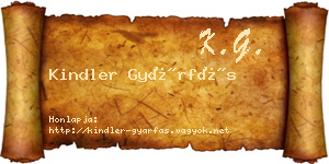 Kindler Gyárfás névjegykártya